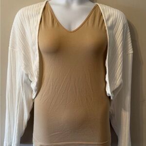 Bolo Drop Shoulder Ribbed Knit White Cardigan Cover Up Size 4x NWOT